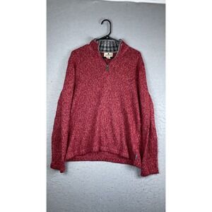 Woolrich Sweater Womens XL Red Mock Neck 1/4 Zip Knit Long Sleeve Pullover